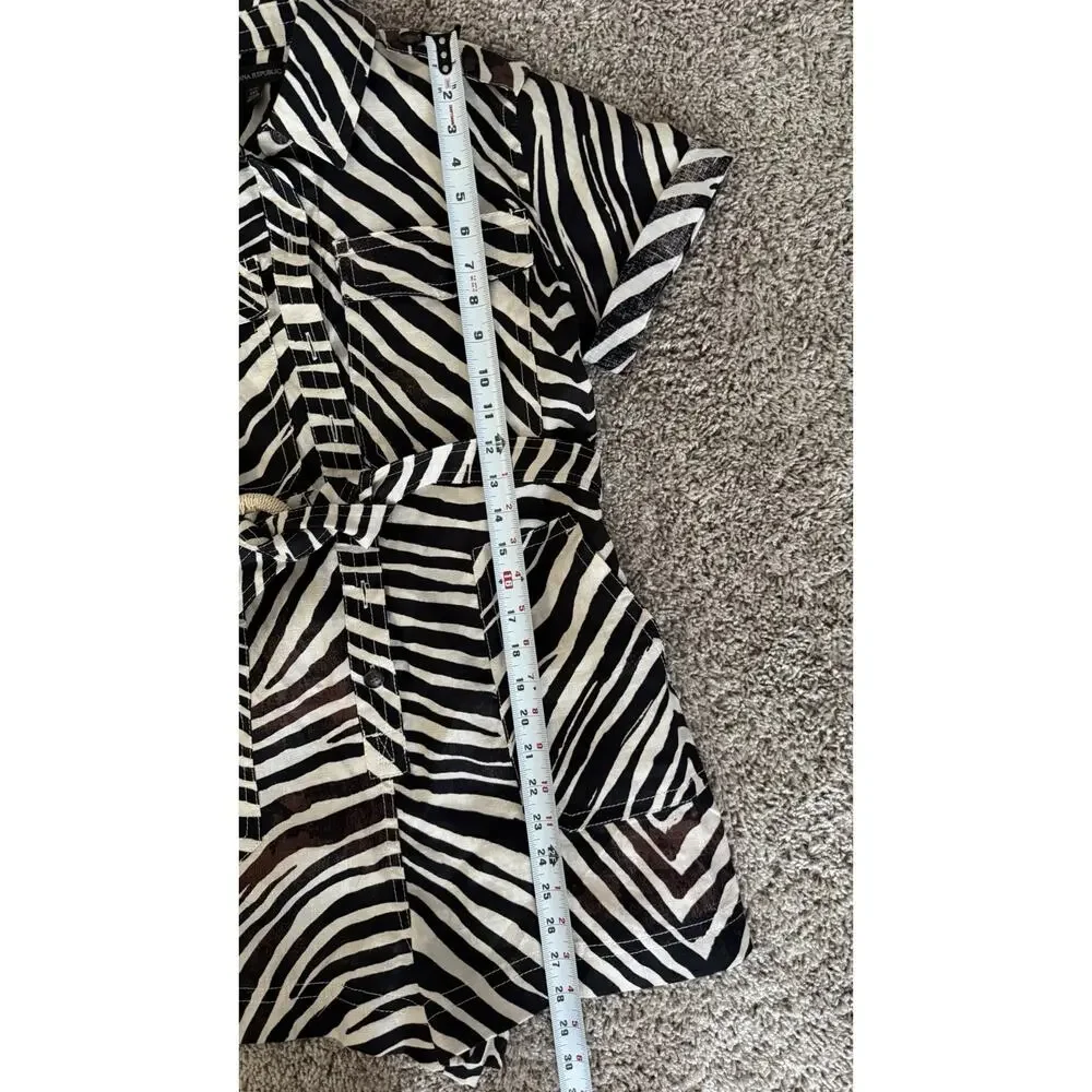 Banana Republic Zebra Print Linen Safari Romper Sz XXS